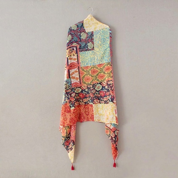 5⭐️Fave botanical Patchwork Fringe Scarf - Picture 2 of 4